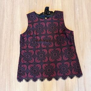 Banana Republic Burgundy and Black Floral Lace Top